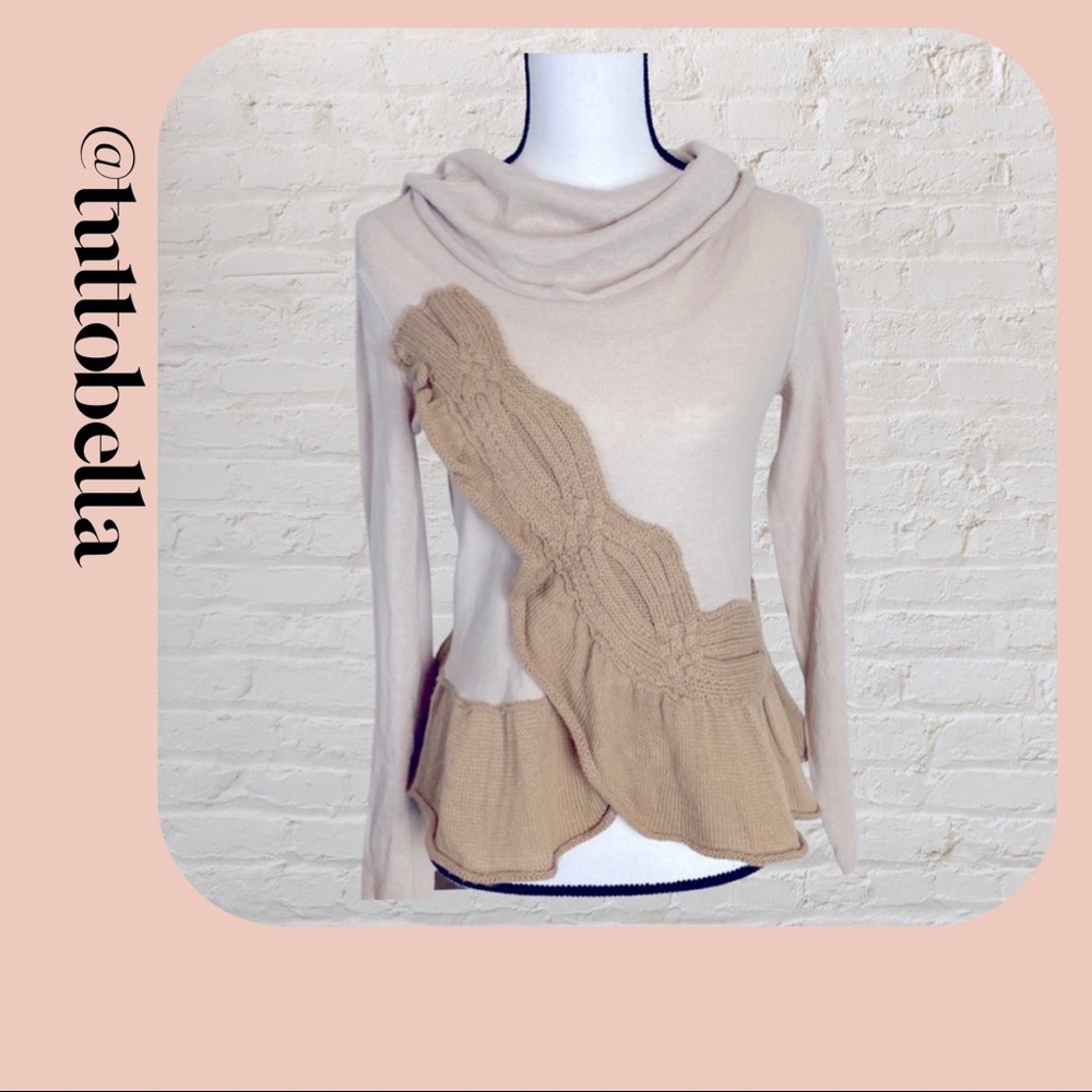 Moth Anthro Asymmetrical Cable Accent Cowlneck